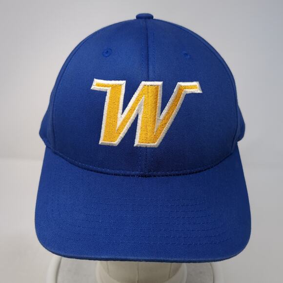W Logo Strapback Baseball Cap Blue OS Adjustable Embroidered Pacific Headwear - Picture 2 of 10